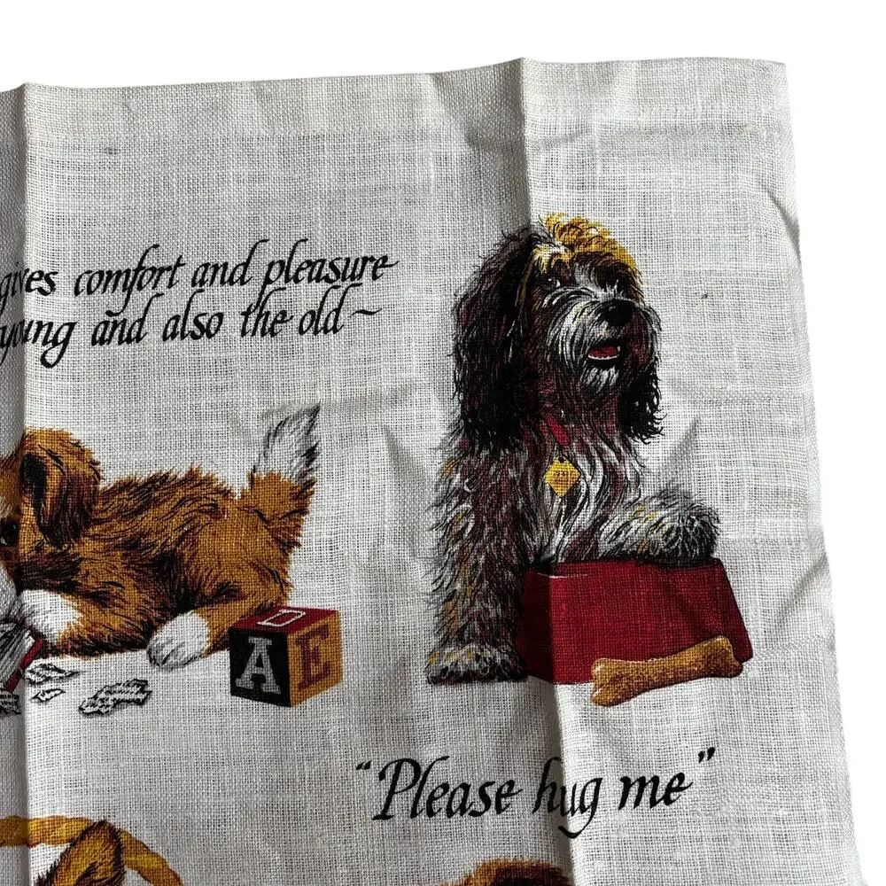Kay Dee pure linen kitchen tea towel dog lovers love dogs puppies novelty print